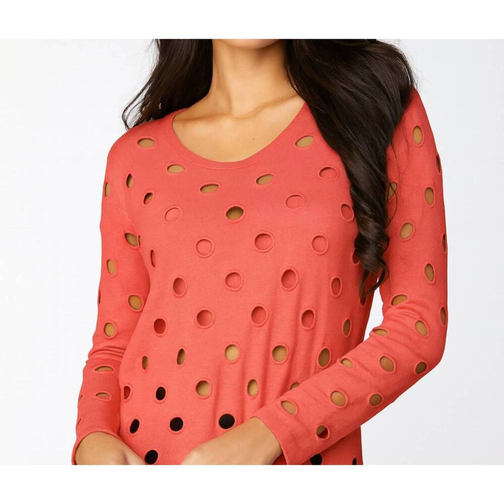 NEW FRENCH KYSS scoop hole sweater in coral